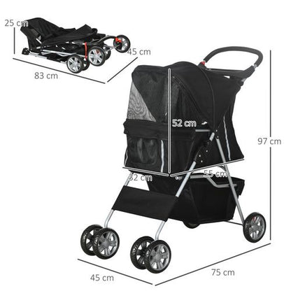 Deluxe Foldable Pet Stroller – Comfort & Style for Dogs and Cats on the Go!