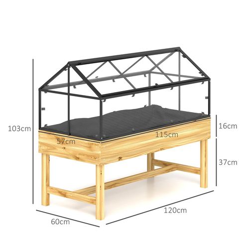 Outsunny Raised Garden Bed with Polycarbonate Panel, Natural