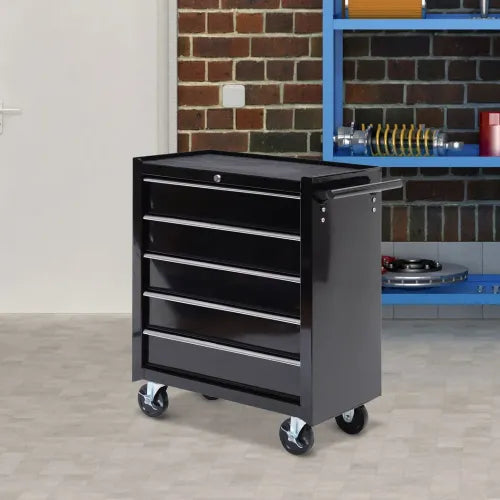 Ultimate Lockable Steel Tool Storage Cabinet with Wheels - 5 Spacious Drawers