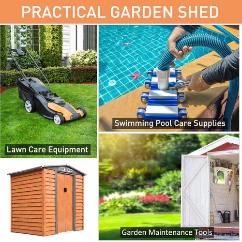 Stylish 6x5ft Outdoor Metal Garden Shed for Tools & Equipment Storage