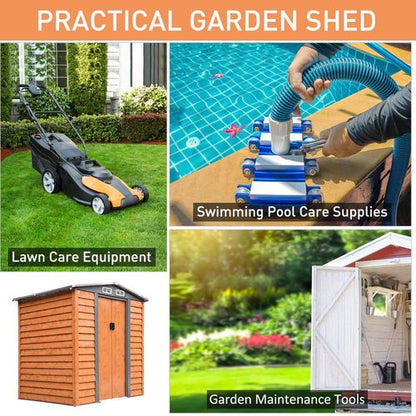 Stylish 6x5ft Outdoor Metal Garden Shed for Tools & Equipment Storage