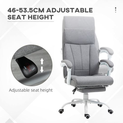 Vinsetto Grey Fabric Office Chair with Armrest, Footrest, and Wheels