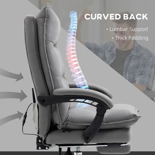 Vinsetto Heated Vibration Massage Office Chair with Footrest - Grey Comfort