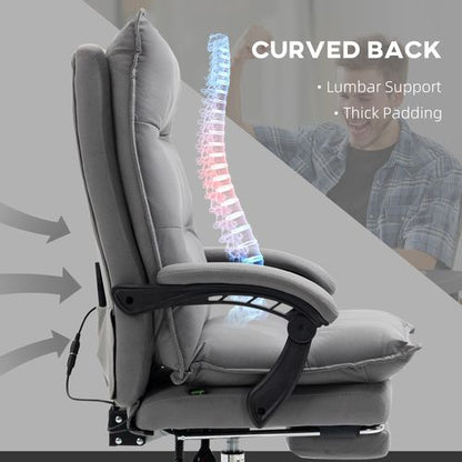 Vinsetto Heated Vibration Massage Office Chair with Footrest - Grey Comfort