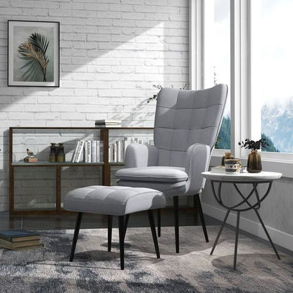 Modern HOMCOM Armchair & Footstool Set - Luxe Comfort in Light Grey
