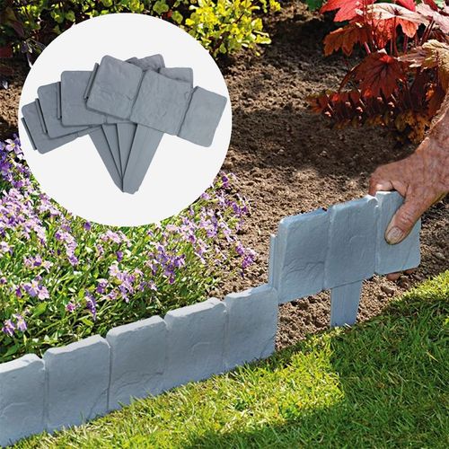 Elegant Grey Stone Effect Lawn Edging - 5M Set of 20 | Pukkr