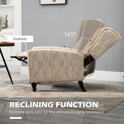 Vintage Chic Manual Reclining Armchair with Footrest - Retro Beige Elegance