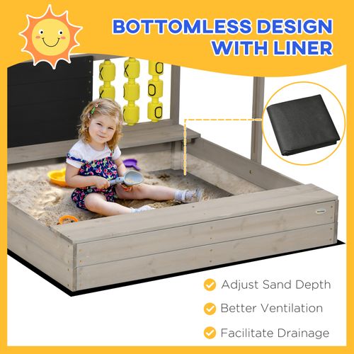 Outsunny Kids Sandbox with Canopy & Seats - Perfect Garden Play Area