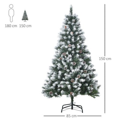 5FT Snow-Flecked HOMCOM Artificial Christmas Tree - Effortless Festive Elegance