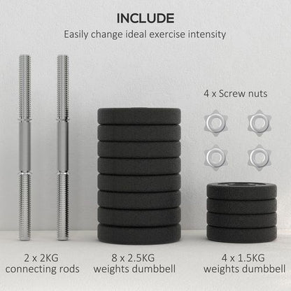 Adjustable 30KG Dumbbell Set – Versatile Weight Training for Home Fitness!