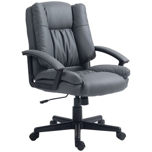Comfy HOMCOM Mid Back Faux Leather Office Chair with Arms - Dark Grey Elegance
