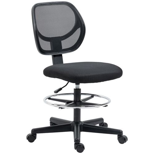 Vinsetto Adjustable Draughtsman Office Chair with Footrest - Black Elegance