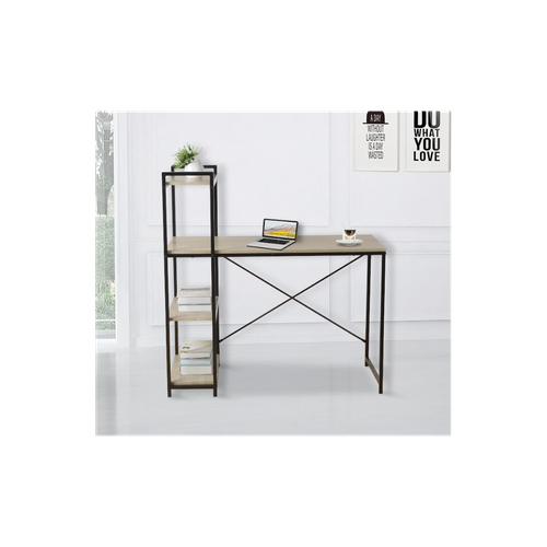 Elegant TAVOLO Home Study Desk with Dual Side Shelves - Sonoma Oak Finish