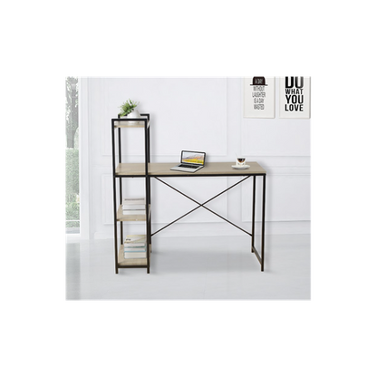 Elegant TAVOLO Home Study Desk with Dual Side Shelves - Sonoma Oak Finish