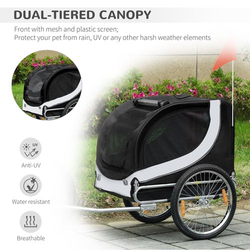 “PawHut Pet Bicycle Trailer: Stylish Dog & Cat Carrier with Weather-Resistant Design”
