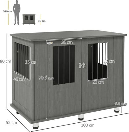 PawHut Dual-Function Dog Crate & Stylish Side Table - Secure & Chic Design