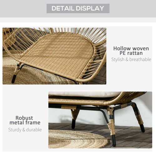 Outsunny Egg Chair: Cozy Khaki Rattan Relaxation Haven for Your Garden