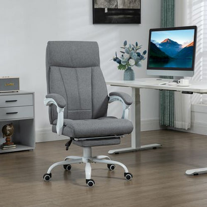 Vinsetto Grey Fabric Office Chair with Armrest, Footrest, and Wheels