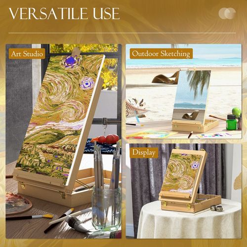 Vinsetto Adjustable Wooden Table Easel - Unleash Your Creativity Anywhere!