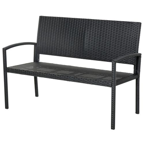 Outsunny Stylish Black Rattan 2-Seater Garden Bench - Perfect for Relaxing Outdoors