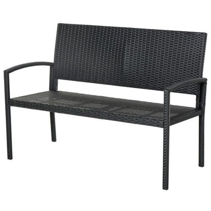 Outsunny Stylish Black Rattan 2-Seater Garden Bench - Perfect for Relaxing Outdoors