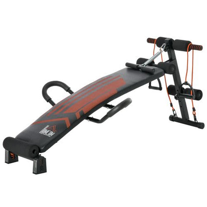 HOMCOM Adjustable Sit-Up Bench with Comfort Headrest & Resistance Ropes