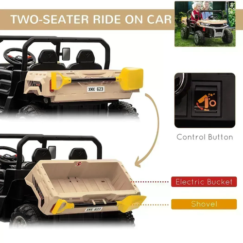 Ultimate Two-Seater Kids Electric Truck w/ Remote & Fun Features - Yellow