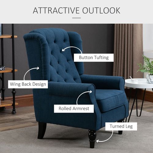 Vintage Comfort: HOMCOM Tufted Blue Accent Armchair - Stylish & Sturdy
