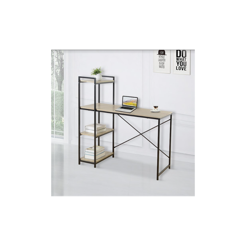 Elegant TAVOLO Home Study Desk with Dual Side Shelves - Sonoma Oak Finish