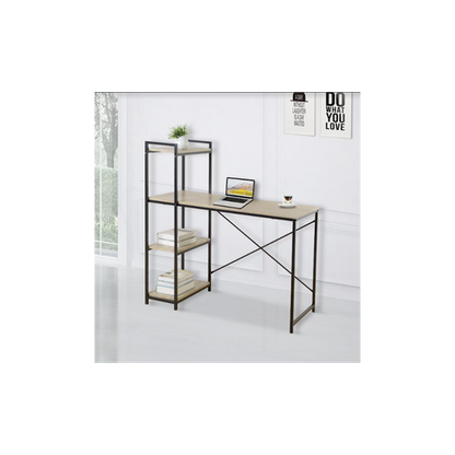 Elegant TAVOLO Home Study Desk with Dual Side Shelves - Sonoma Oak Finish
