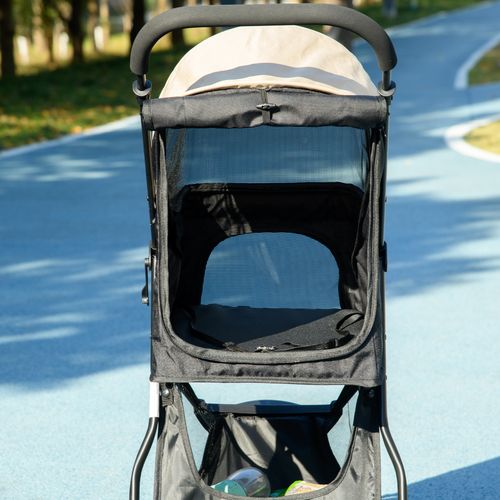 PawHut Khaki Pet Stroller: Ultimate Comfort for XS Dogs & Cats with Rain Cover