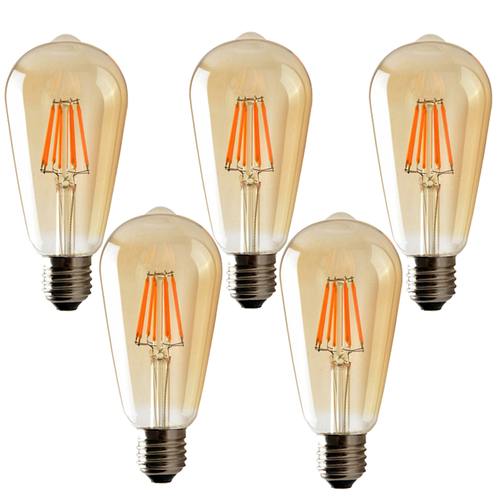 5-Pack Dimmable Vintage E27 LED Bulbs - Warm White 2700K Ambiance Lighting