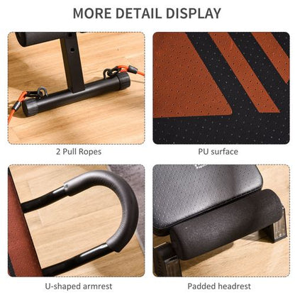 HOMCOM Adjustable Sit-Up Bench with Comfort Headrest & Resistance Ropes