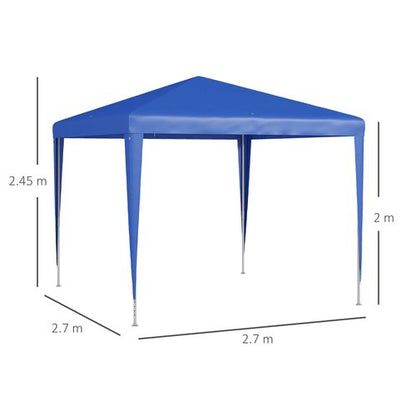 Outsunny 2.7m Blue Garden Gazebo - Stylish Party Canopy & Wedding Tent
