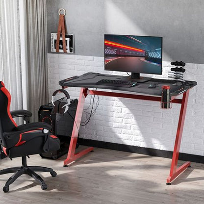 Ultimate Gaming Desk: Cup Holder, Headphone Hook & Ergonomic Design
