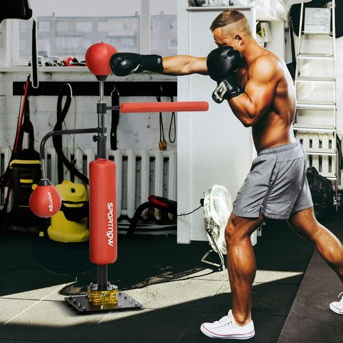 SportNow Freestanding Punching Bag with Reflex Bar & Adjustable Speed Balls