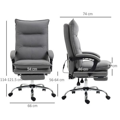 Vinsetto Heated Vibration Massage Office Chair with Footrest - Grey Comfort