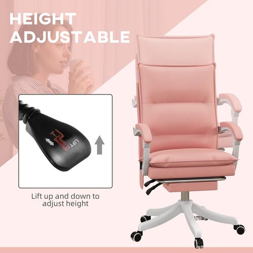 Vinsetto Pink Faux Leather Massage Office Chair with Heat & Footrest