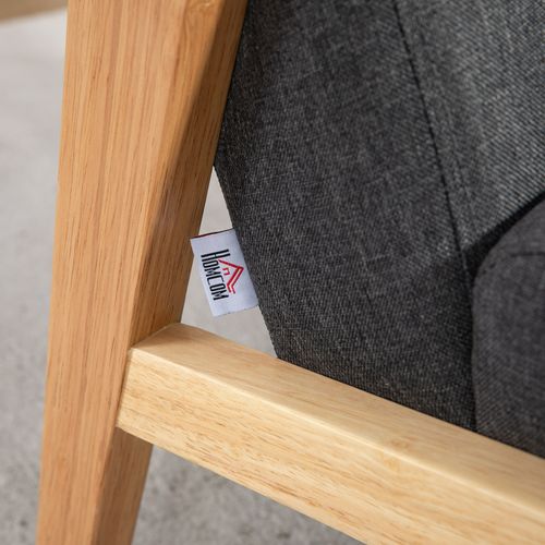 Modern Retro Upholstered Armchair with Rubber Wood Legs - Dark Grey Comfort