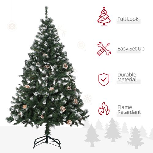 5FT Snow-Flecked HOMCOM Artificial Christmas Tree - Effortless Festive Elegance