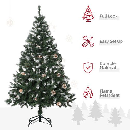 5FT Snow-Flecked HOMCOM Artificial Christmas Tree - Effortless Festive Elegance