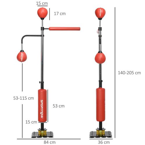 SportNow Freestanding Punching Bag with Reflex Bar & Adjustable Speed Balls