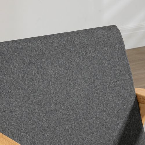 Modern Retro Upholstered Armchair with Rubber Wood Legs - Dark Grey Comfort