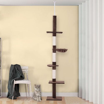 PawHut 5-Tier Floor-to-Ceiling Cat Tree - Ultimate Climbing & Play Station!