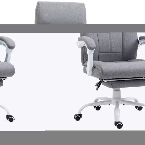 Vinsetto Grey Fabric Office Chair with Armrest, Footrest, and Wheels