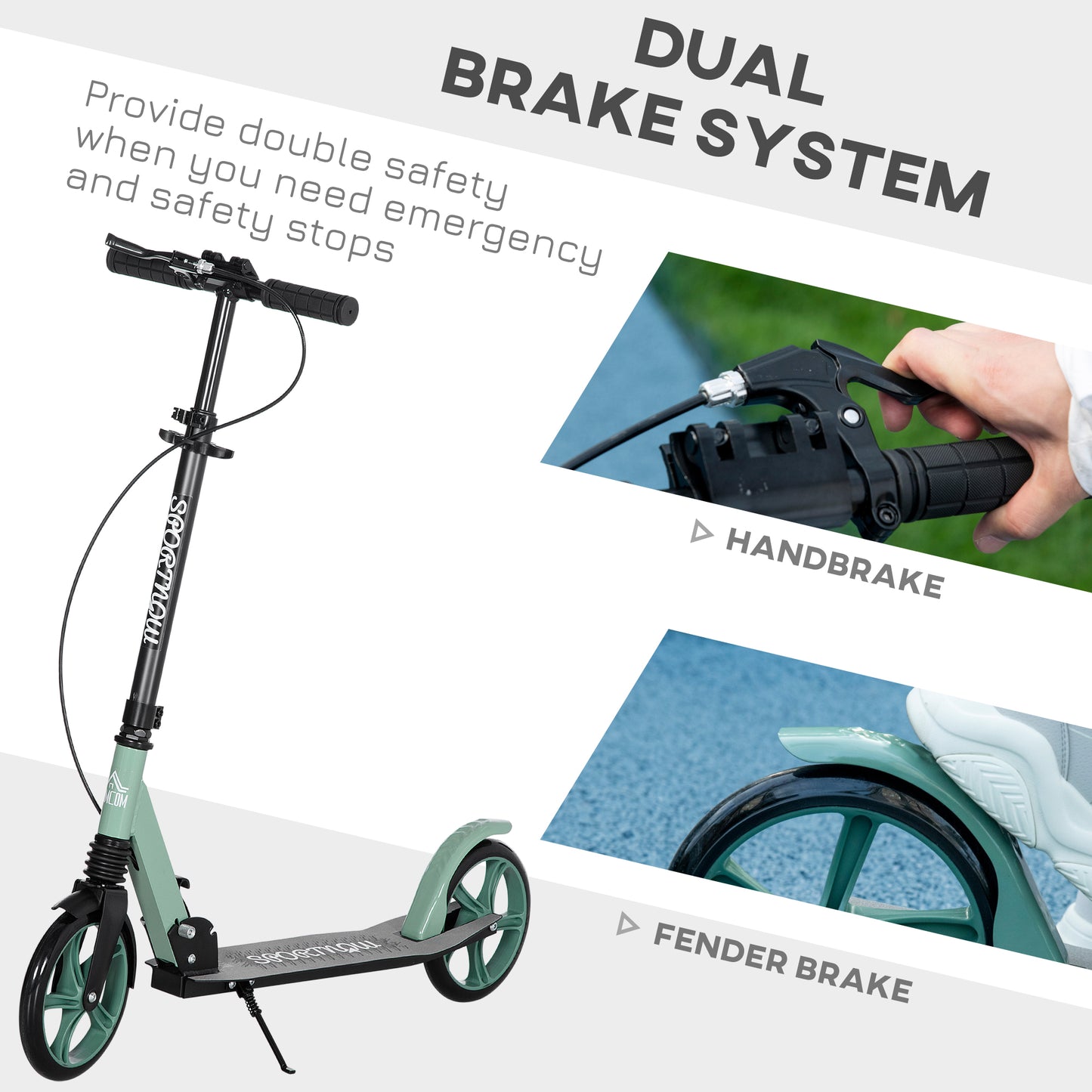 Folding Kick Scooter for 14 w/ Adjustable Height, Dual Brake System HOMCOM
