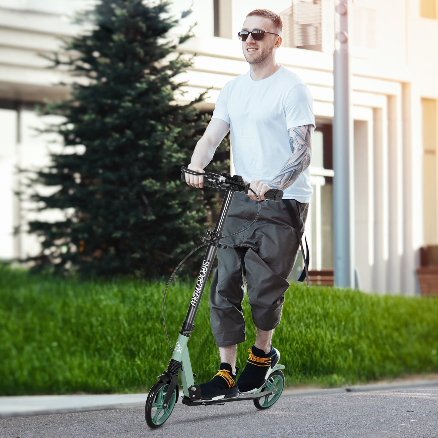 Folding Kick Scooter for 14 w/ Adjustable Height, Dual Brake System HOMCOM