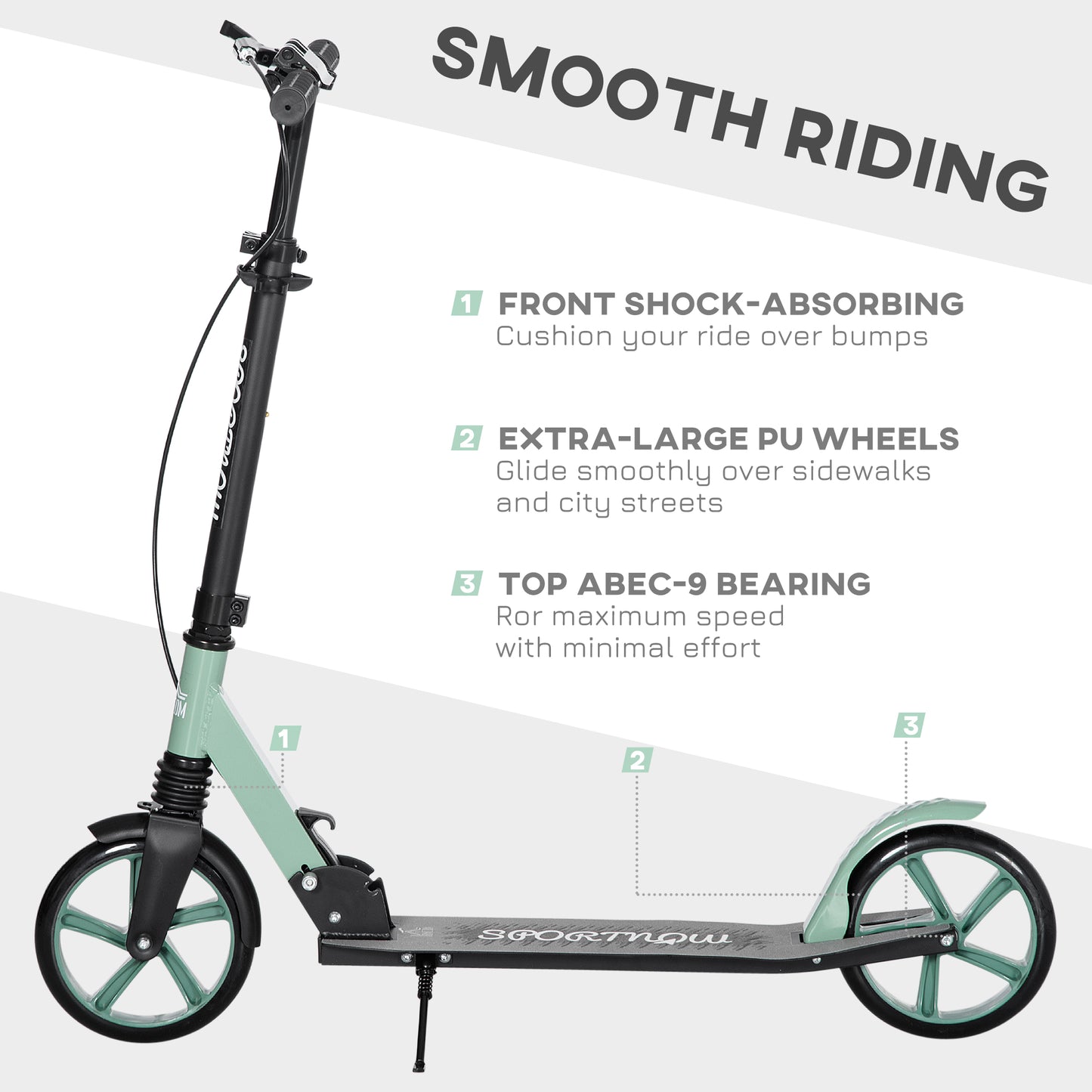 Folding Kick Scooter for 14 w/ Adjustable Height, Dual Brake System HOMCOM